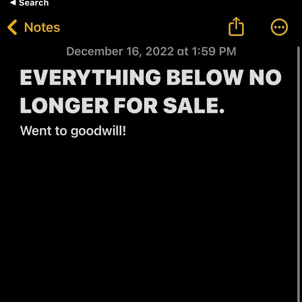 EVERYTHING BELOW NO LONGER FOR SALE